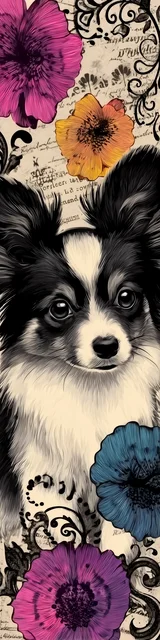 Free dog bookmarks featuring a black and white papillon